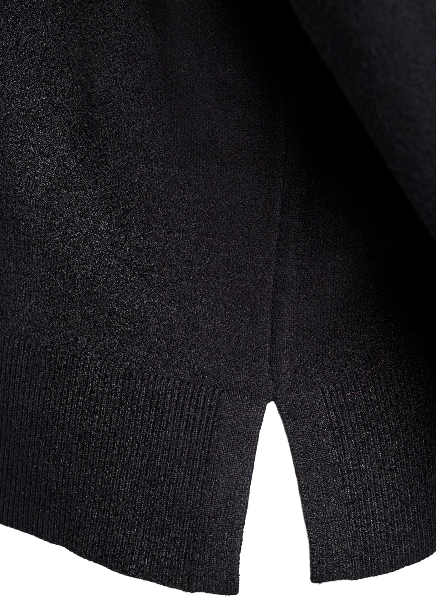 Zizzi Stickad blus med h&ouml;g hals, Svart, Packshot image number 3