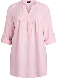 Tunika i bomullsmuslin med broderie anglaise, Rosa