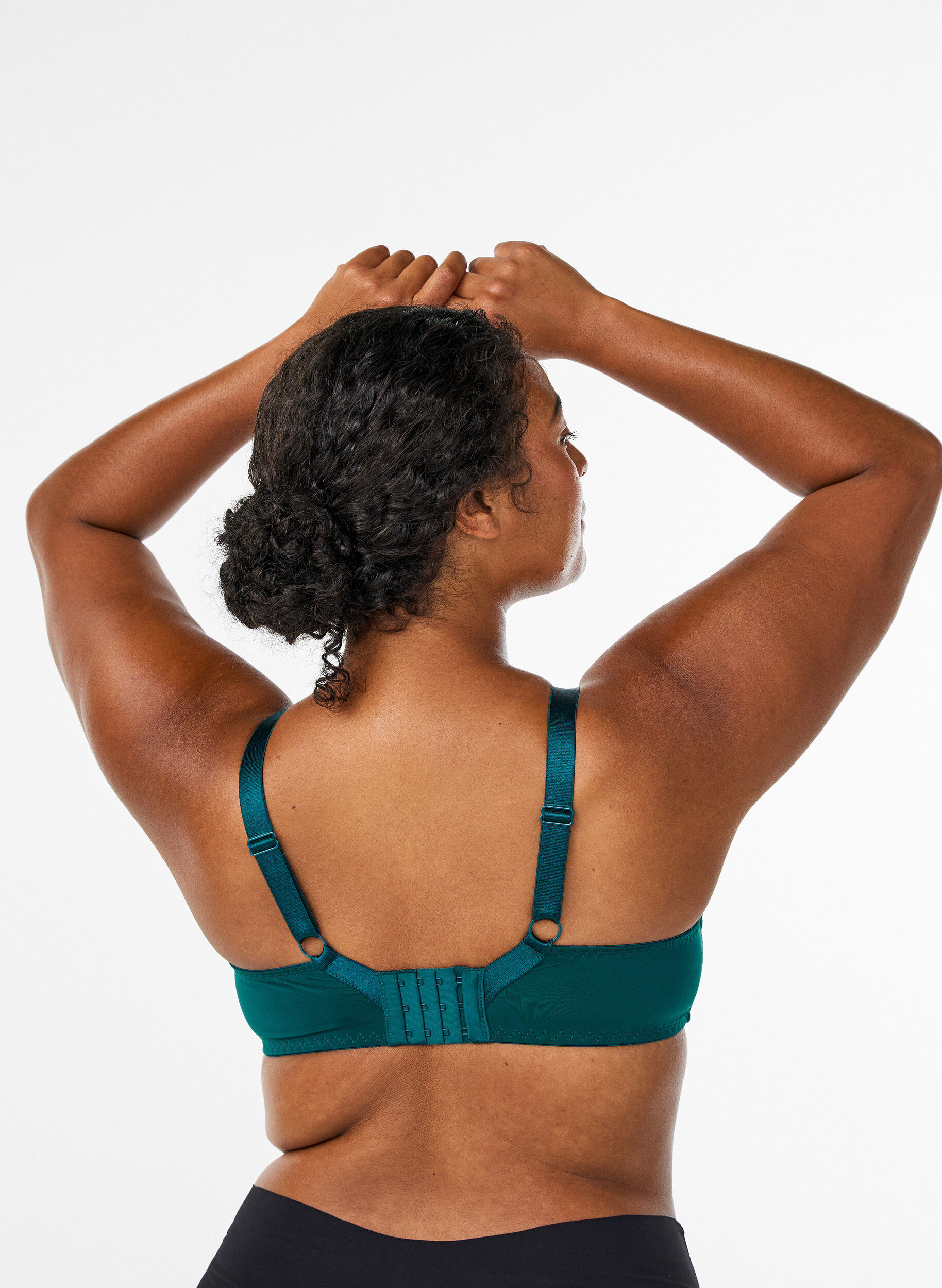 Zizzi Vadderad spets-BH med bygel, Gr&ouml;n, Model image number 2