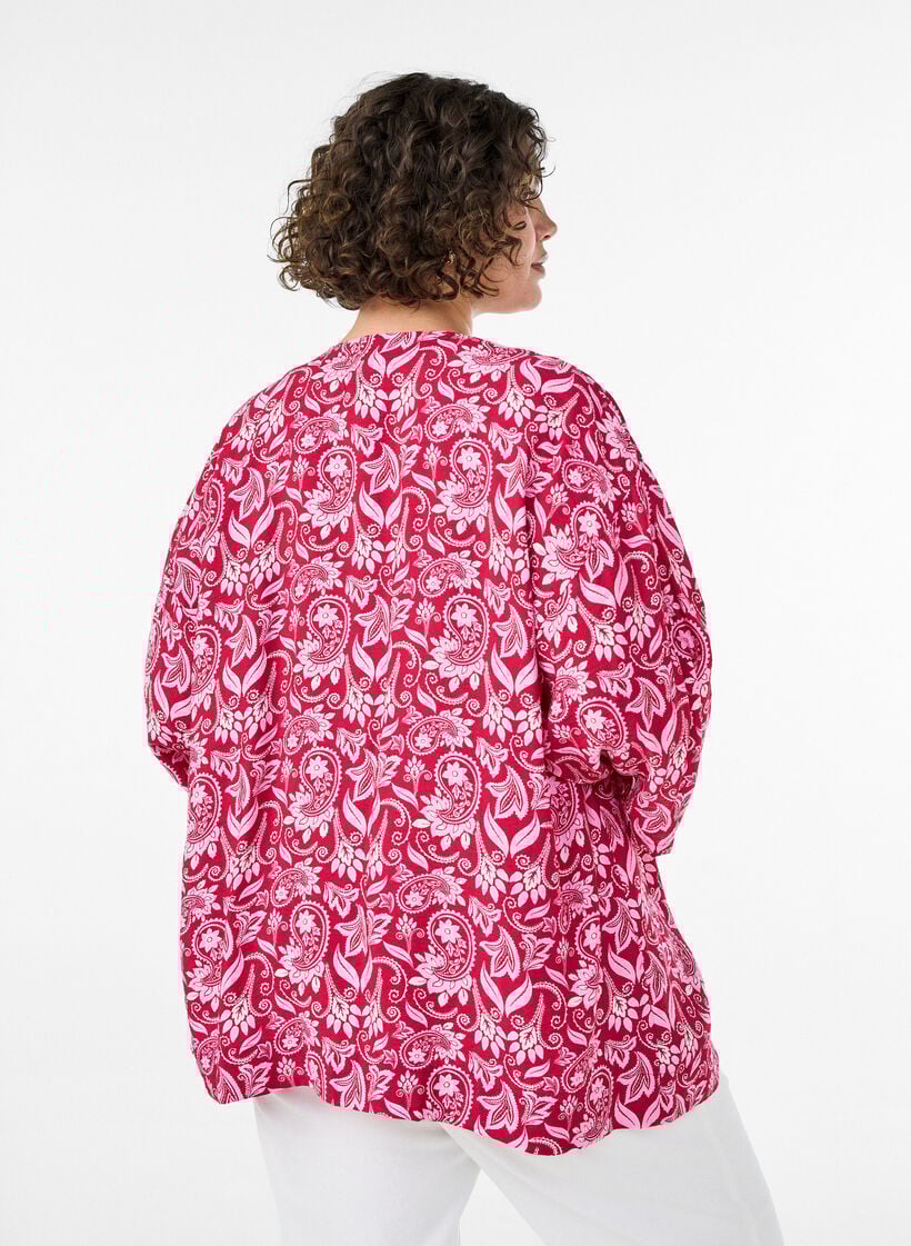 Kort kimono i viskos med 3/4-&auml;rmar, Rosa, Model image number 2