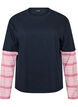 T-shirt med sportig lager-p&aring;-lager-look, Bl&aring;, Packshot image number 0