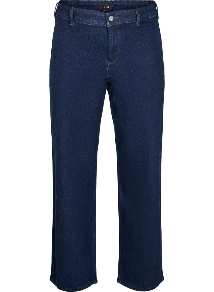 Jeans med h&ouml;g midja och vida ben, Bl&aring;, Packshot image number 0