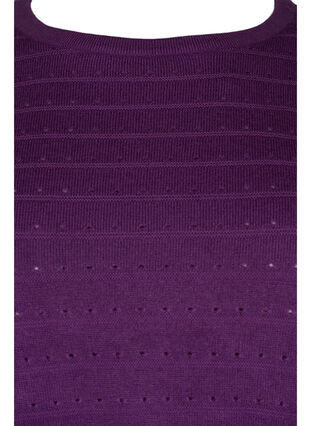 Stickad tröja med struktur och rund hals, Amaranth Purple, Packshot image number 2