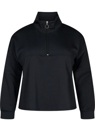 Sweatshirt i modalblandning hög hals, Black, Packshot image number 0