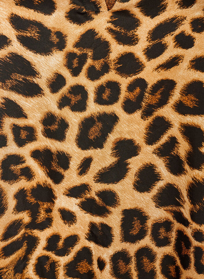 Blus med leopardm&ouml;nster och volangdetaljer, Brun, Packshot image number 2