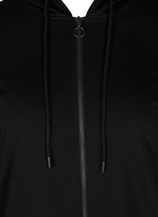 Lång cardigan i sweatshirtmaterial, Black, Packshot image number 2