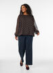 Prickig blus i chiffong med transparenta &auml;rmar, Brun, Model image number 1