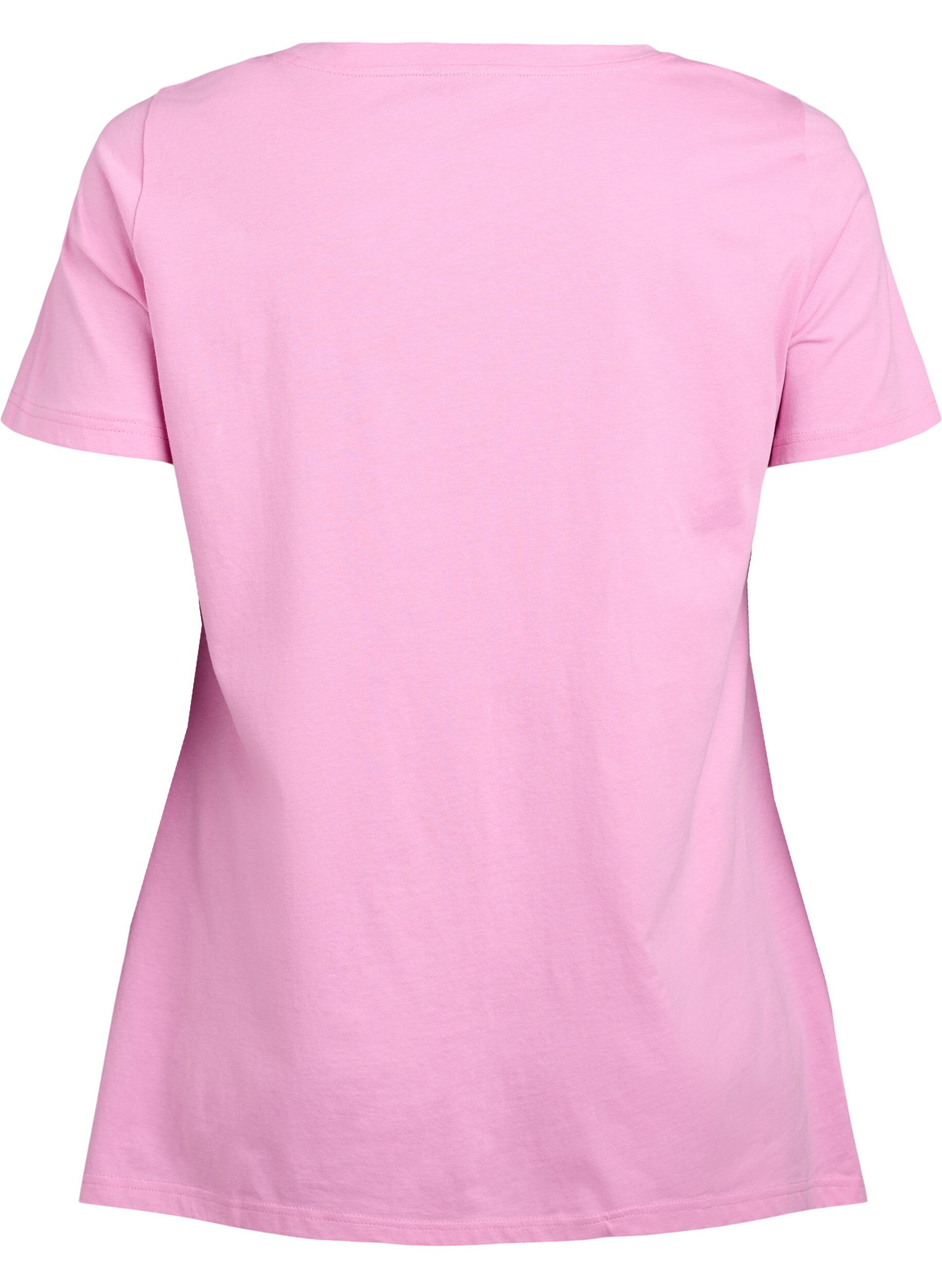 ZizziT-shirt med rund hals och A-linjeform, Rosa, Packshot image number 1