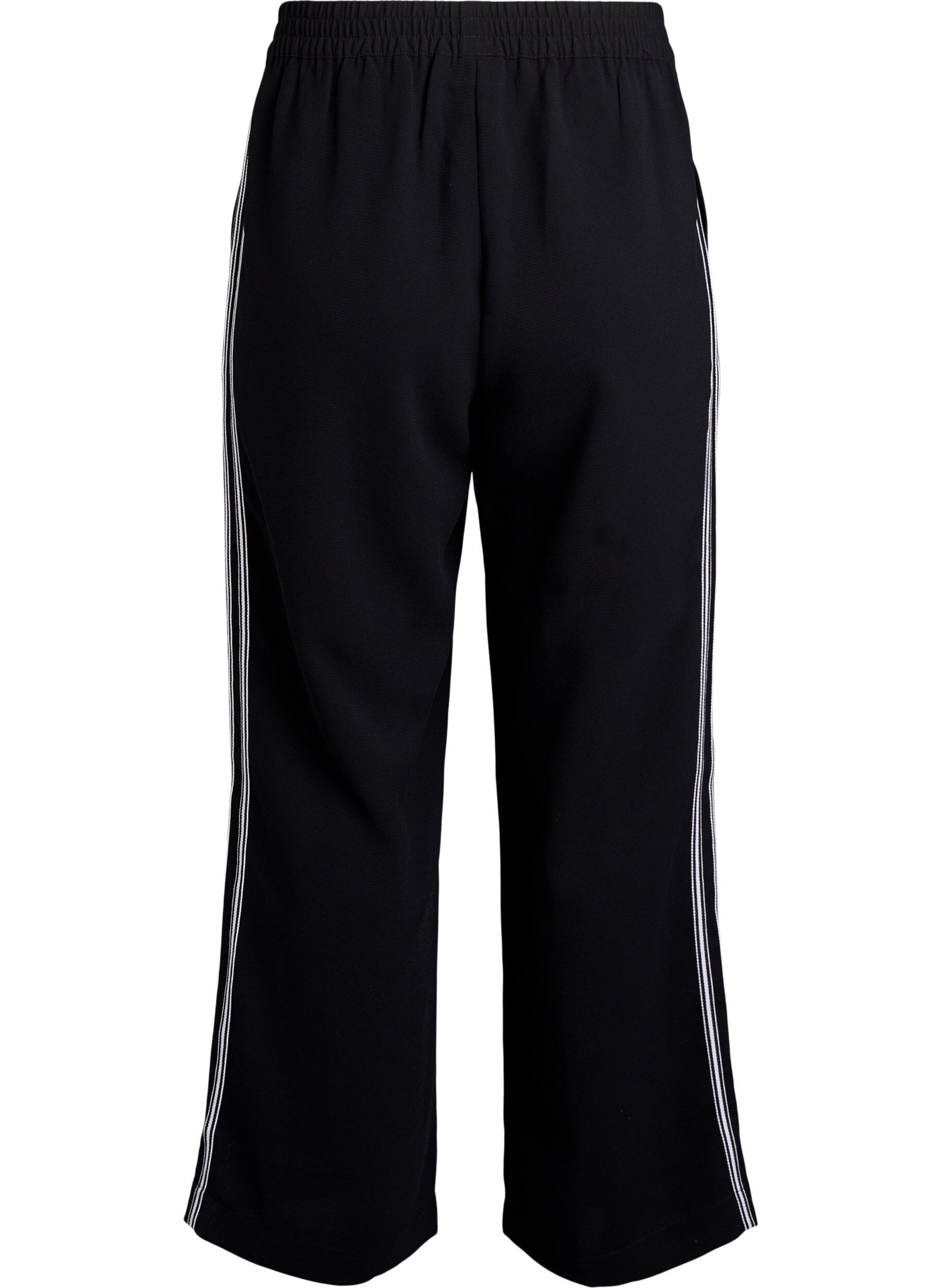 Zizzi Byxor med raka ben och randiga detaljer, Svart, Packshot image number 1