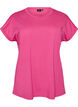 Kort&auml;rmad t-shirt i bomullsmix, Rosa, Packshot image number 0