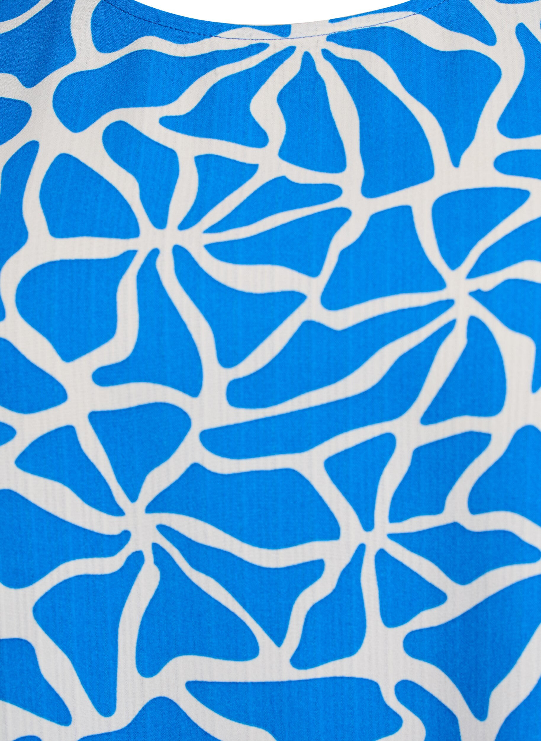 Zizzi Kort&auml;rmad blus med rund hals, Bl&aring;, Packshot image number 2