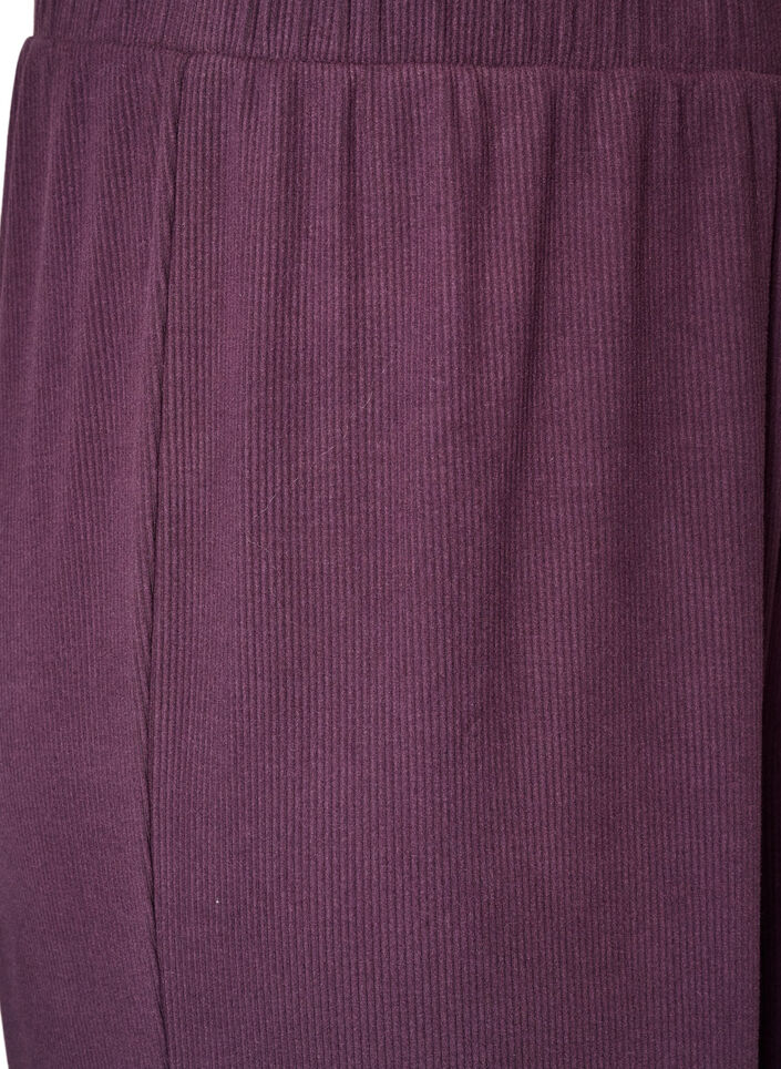 Byxor i ribbad jersey med vida ben, Lila, Packshot image number 2