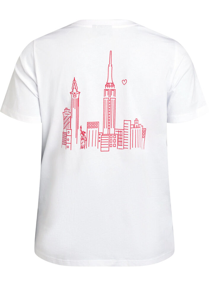 T-shirt i bomull med texttryck och rund halsringning, Vit, Packshot image number 1