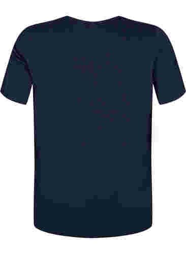 T-shirt i bomull med spetsband, Navy Blazer, Packshot image number 1