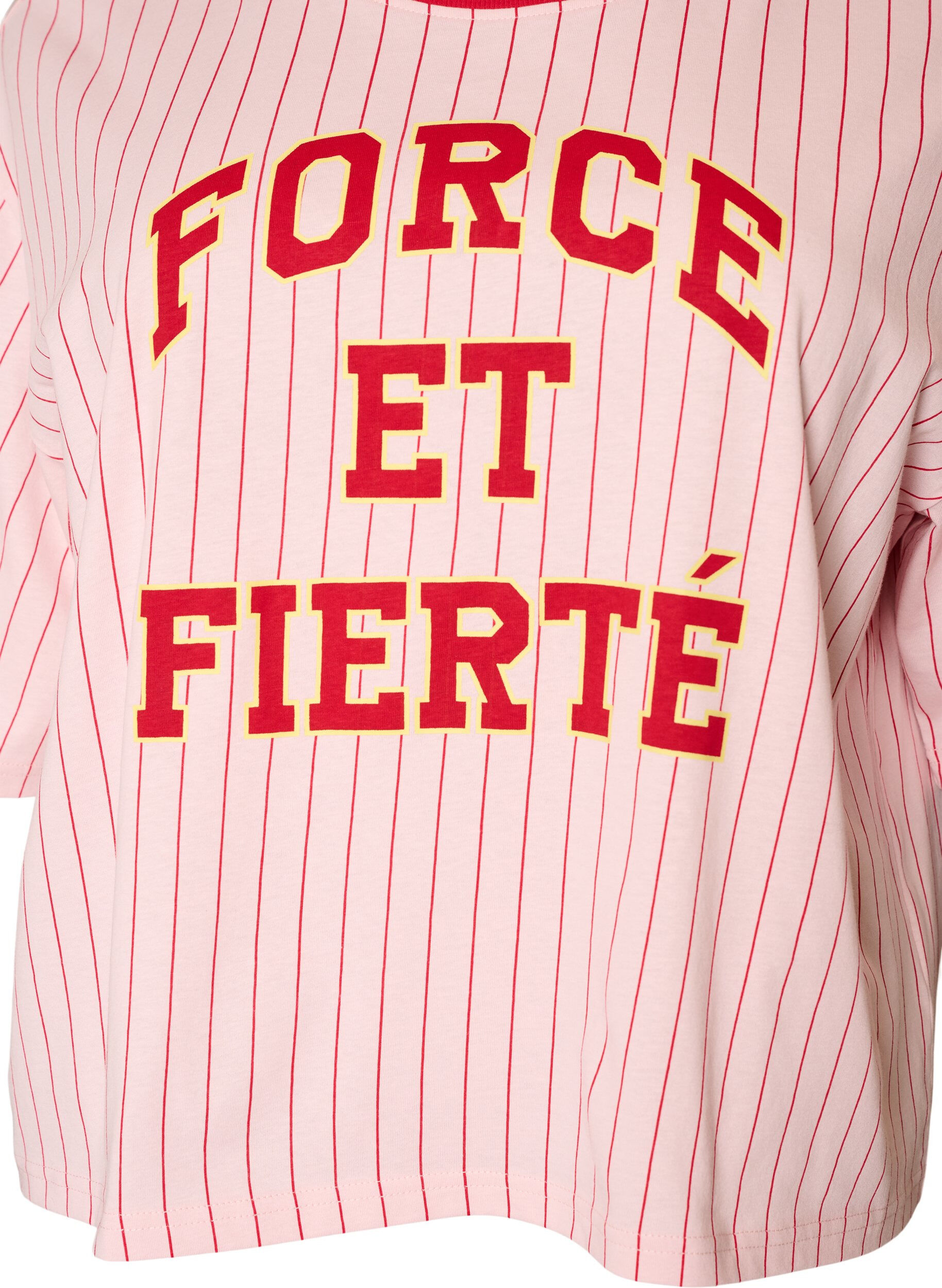 ZizziBoxig t-shirt med r&auml;nder och statement-tryck, Rosa, Packshot image number 2