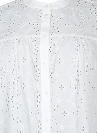 Skjortklänning i bomull med anglaise-broderier, Bright White, Packshot image number 2