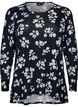 Blommig blus med l&aring;nga &auml;rmar, Bl&aring;, Packshot image number 0