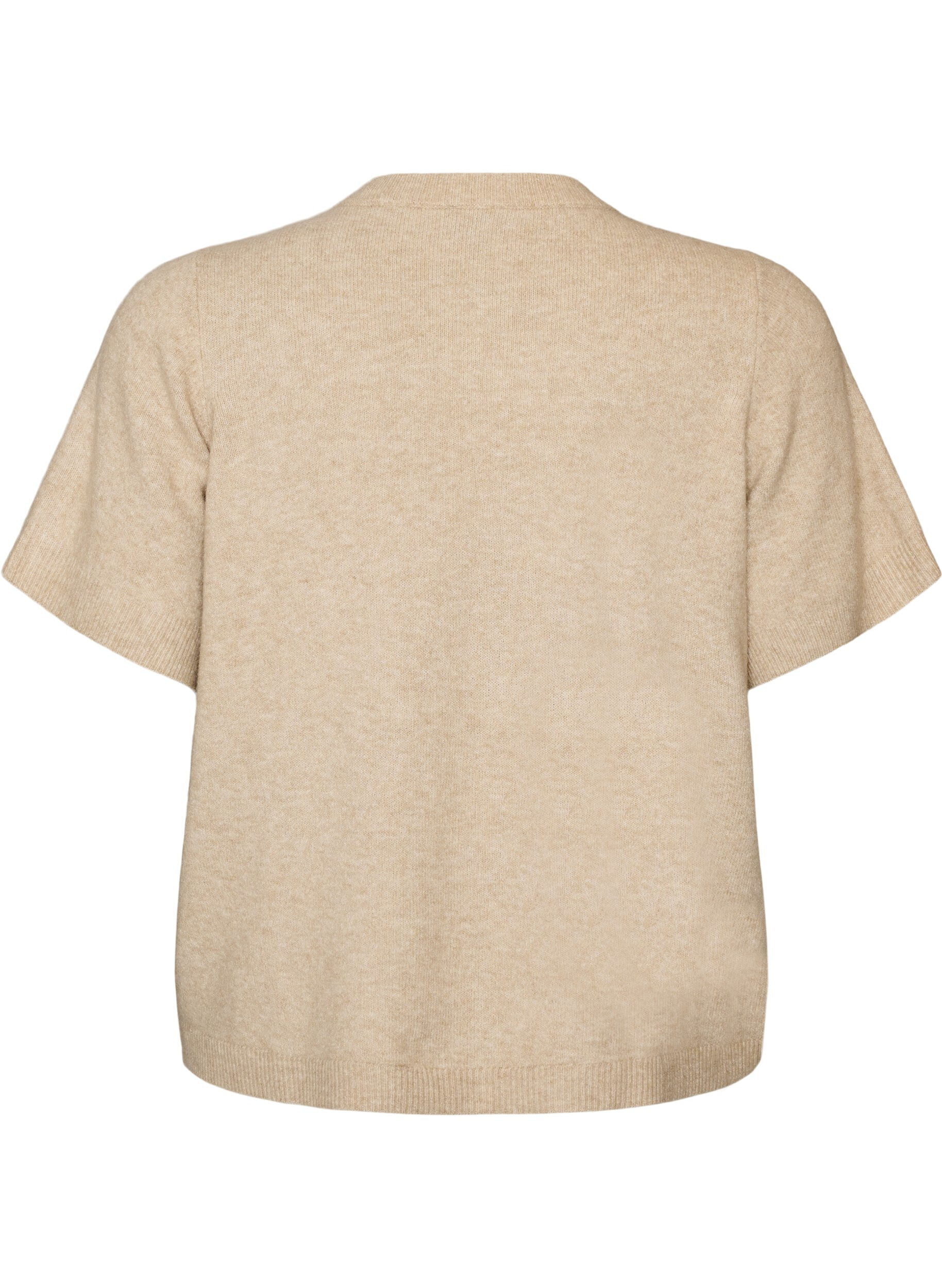 ZizziStickad kofta med korta &auml;rmar, Beige, Packshot image number 1