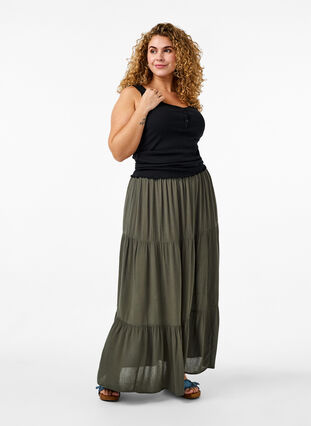 Lång kjol med resår i midjan, Thyme, Model image number 0