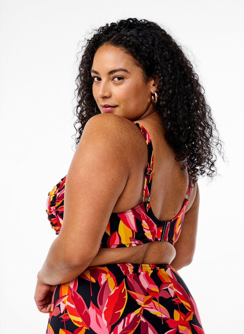 Vadderad bikinitopp med tryck, R&ouml;d, Model image number 1