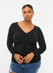 Blus med v-ringning och drapering, Black, Model image number 0