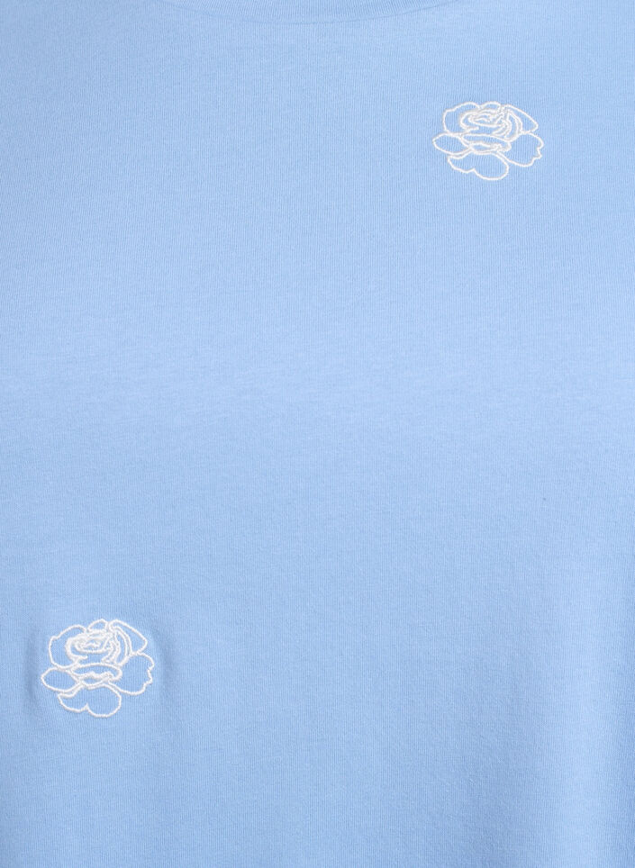 T-shirt i ekologisk bomull med broderade motiv, Bl&aring;, Packshot image number 2