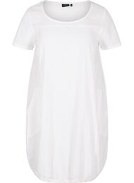 Kortärmad klänning i bomull, Bright White