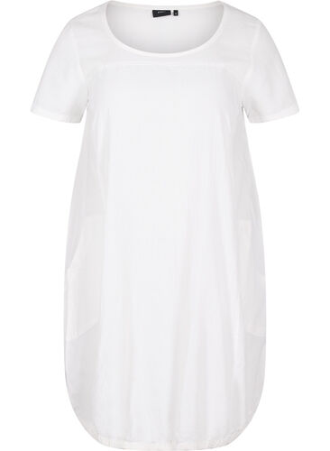 Kortärmad klänning i bomull, Bright White, Packshot image number 0