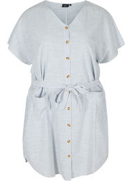 Randig skjortklänning i bomull med fickor, Country Blue Stripe