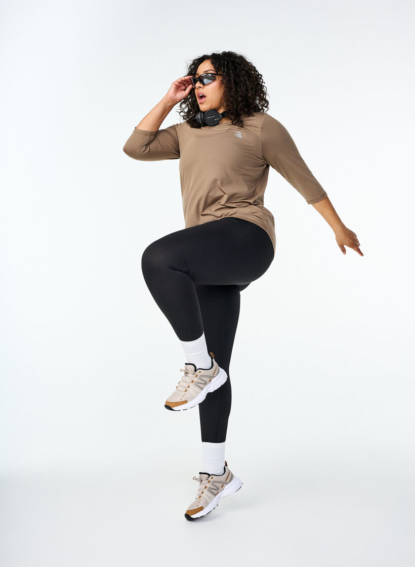 Träningströja med 3/4 ärmar, Beige, Image image number 1