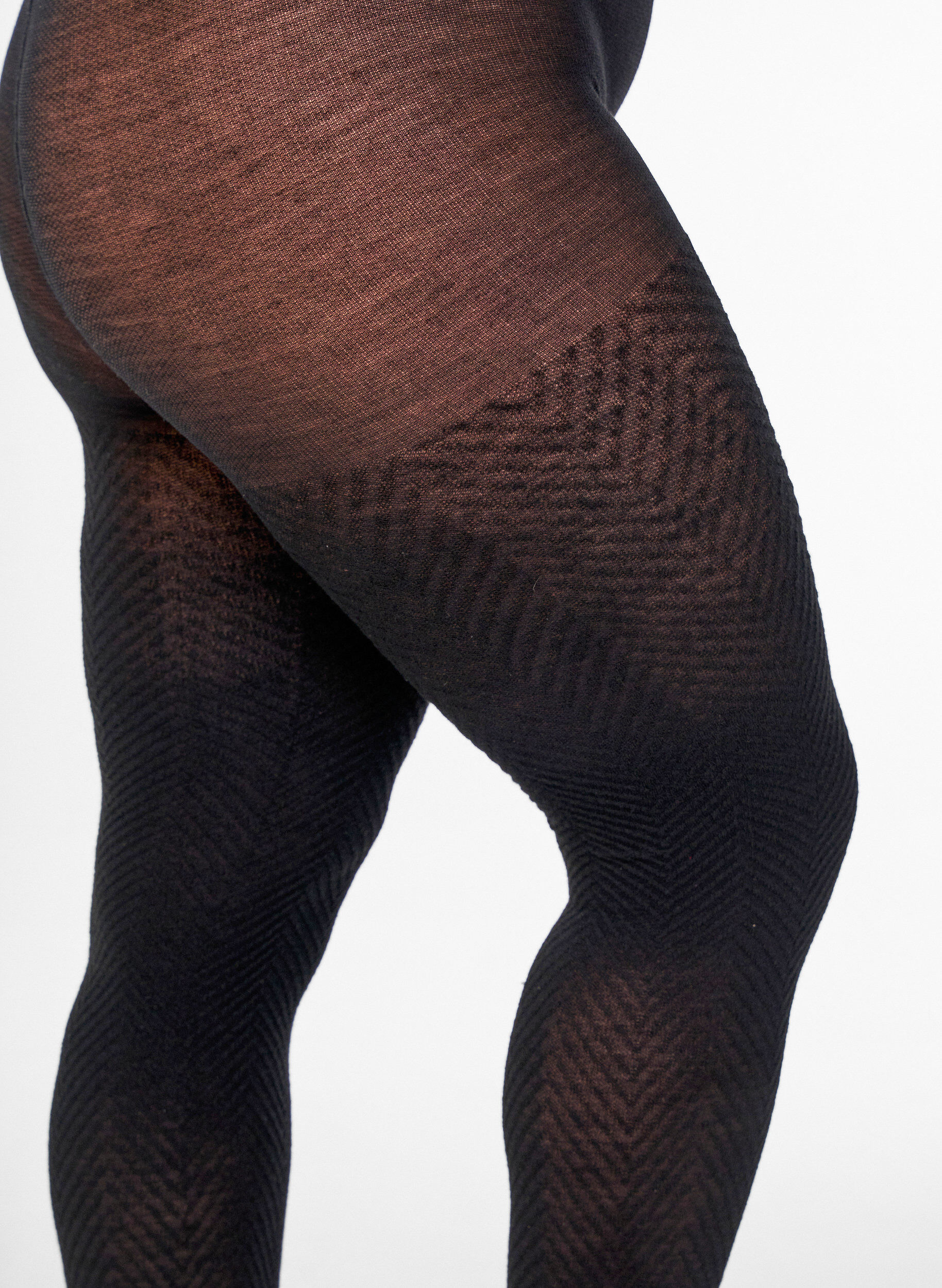 Zizzi Strukturerade tights, Svart, Packshot image number 2