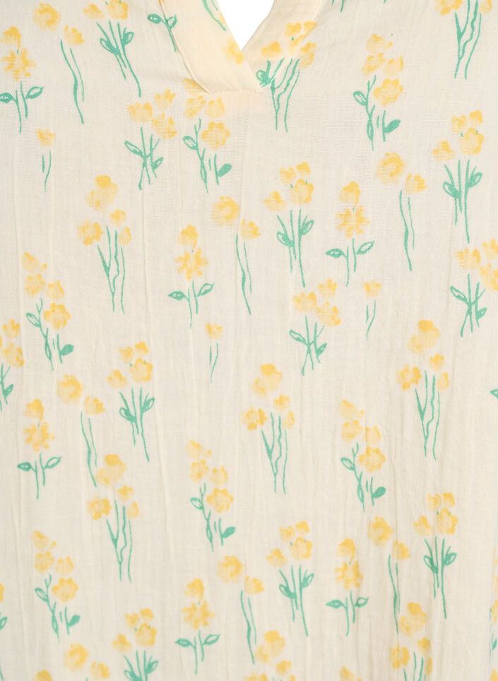 Kort a-linjeformad kl&auml;nning i bomullsmuslin, Gul, Packshot image number 2