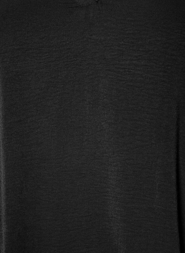 Blus med spets&auml;rmar i ballongmodell, Svart, Packshot image number 2