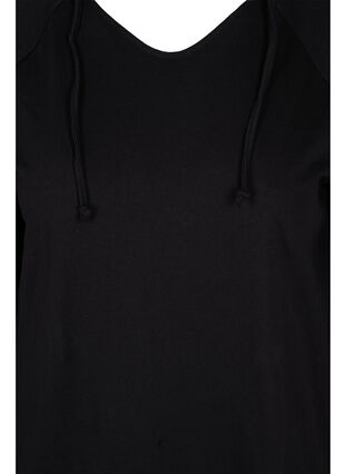 Sweatshirtklänning med huva, Black Solid, Packshot image number 2