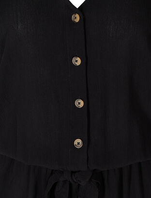 Jumpsuit i viskos med knytband och v-ringning, Black, Packshot image number 2