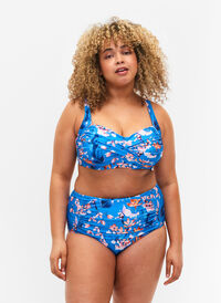 Bikinitrosa med extra hög midja i tryck , Bright Blue Print, Model