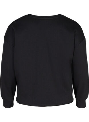 Croppad sweatshirt med rund halsringning, Black, Packshot image number 1