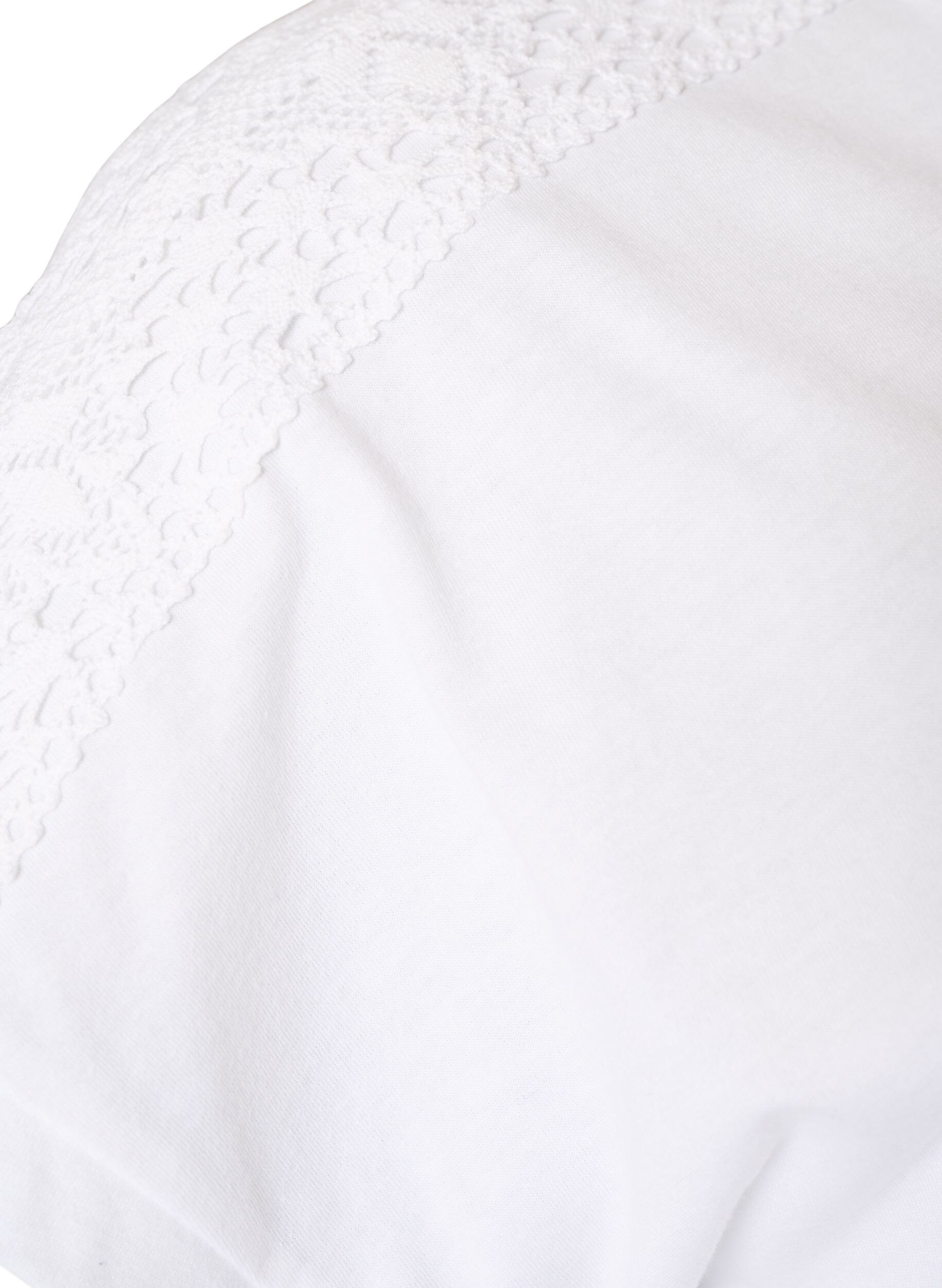 ZizziT-shirt i bomull med virkad detalj, Vit, Packshot image number 3