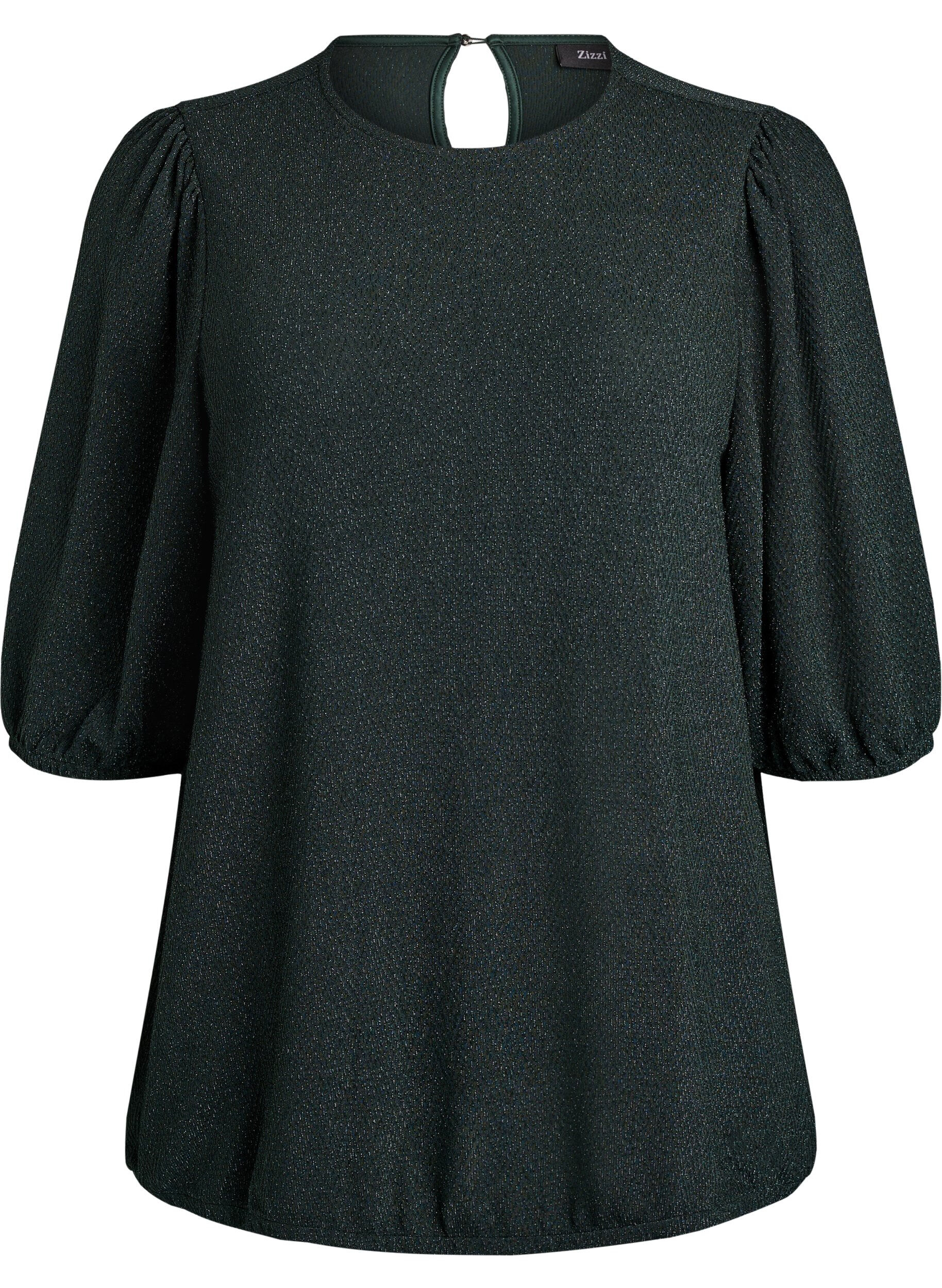 Blus med glitterm&ouml;nster och 3/4-&auml;rmar