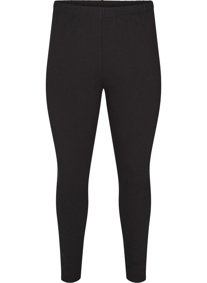 Leggings i bomull med foder, Svart, Packshot image number 0