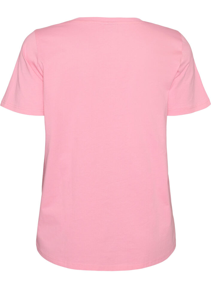 T-shirt i bomull med tryck framtill, Rosa, Packshot image number 1