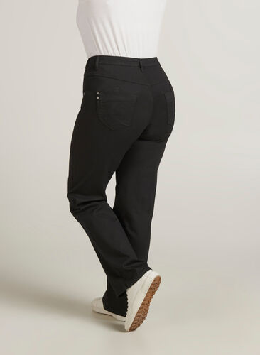 Regular fit Gemma jeans med hög midja, Black, Model image number 1