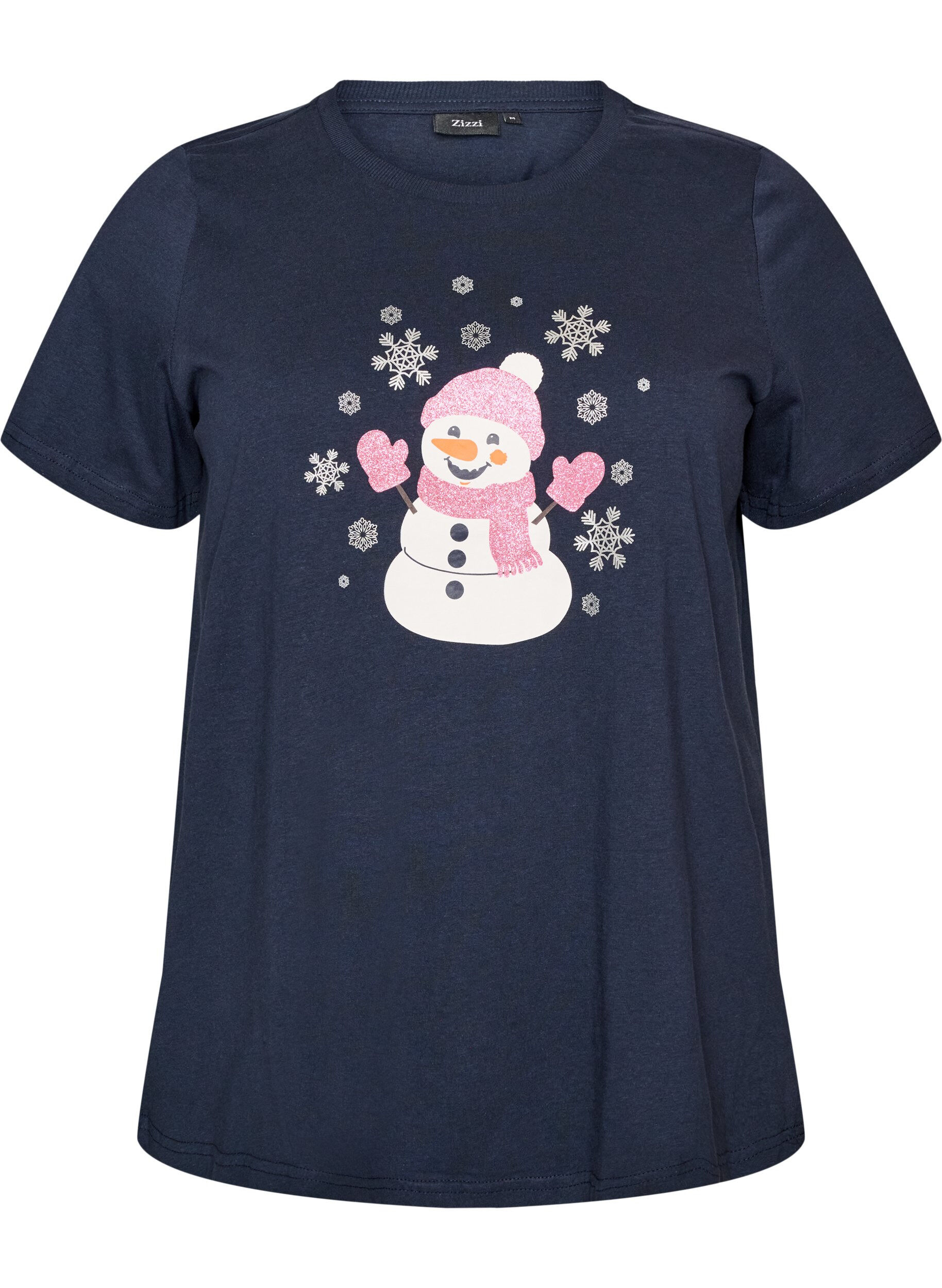 ZizziJul-t-shirt i ekologisk bomull, Bl&aring;, Packshot image number 0