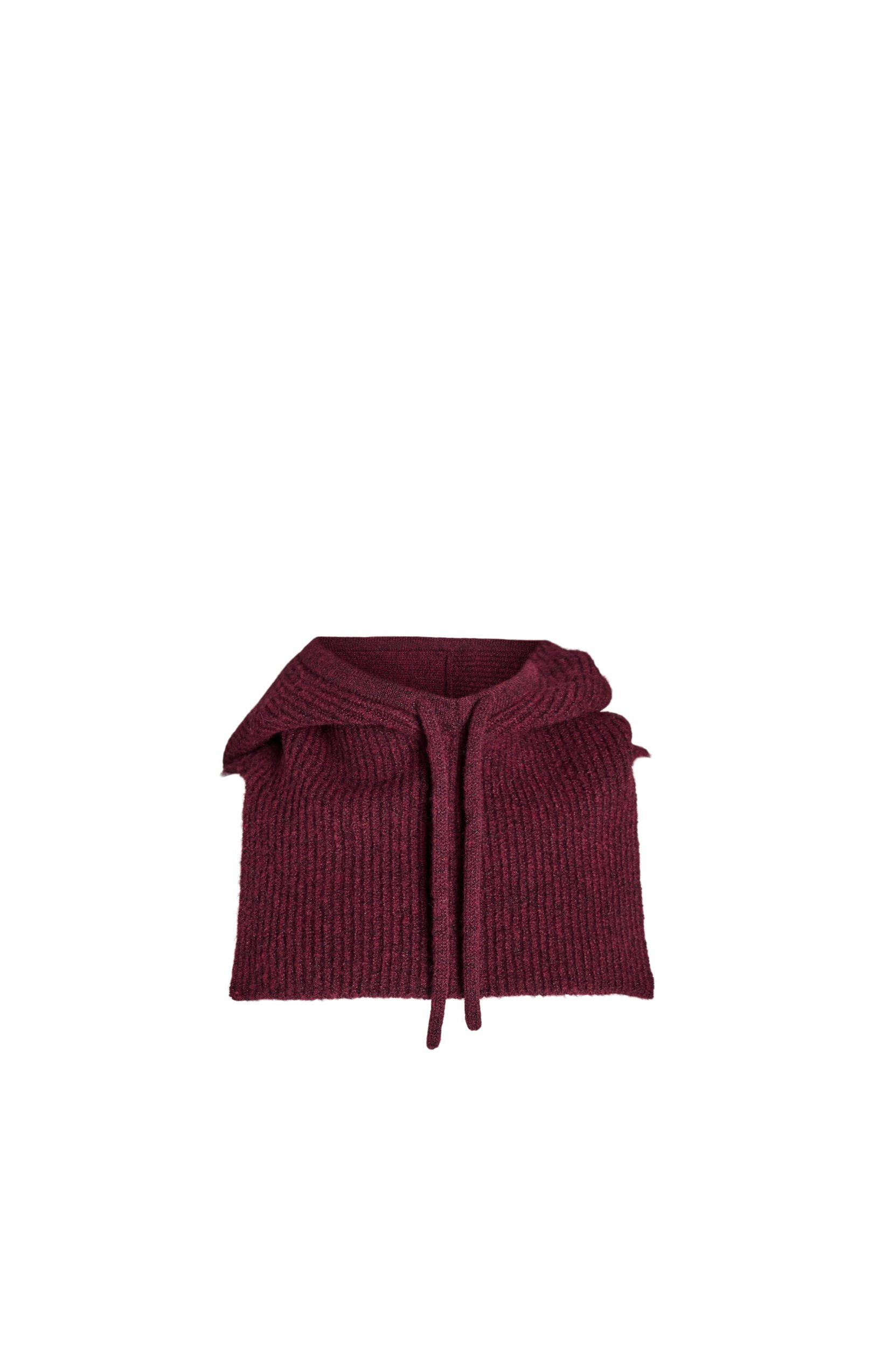 Zizzi Stickad balaklava med dragsko, M&ouml;rk Bordeaux, Packshot image number 3