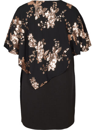Kortärmad klänning med paljetter, Black, Packshot image number 1