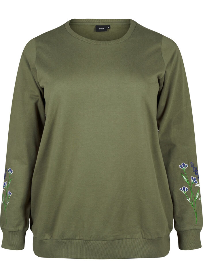 Sweatshirt med broderade blommor, D. L. Green W. emb., Packshot image number 0