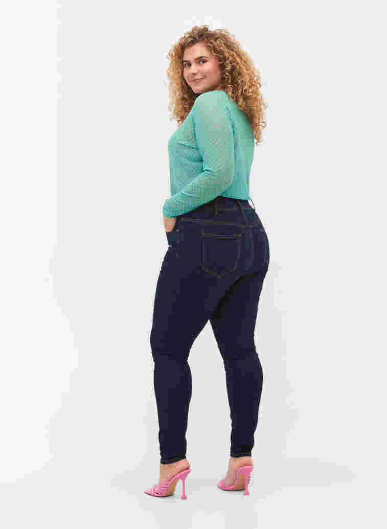 Super slim Bea jeans med extra hög midja, Unwashed, Model image number 1