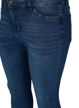 Kampanjvara – Croppade Amy jeans med slits, Blue denim, Packshot image number 2