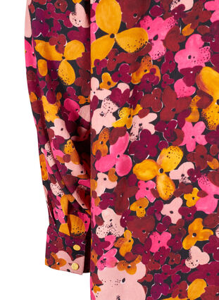 Blommig tunika i viskos med långa ärmar, Hot Pink Flower, Packshot image number 3