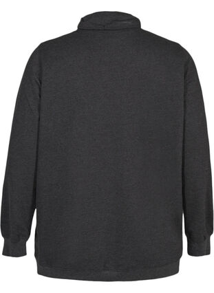 Sweatshirt med snören vid halsen, Black Mel., Packshot image number 1